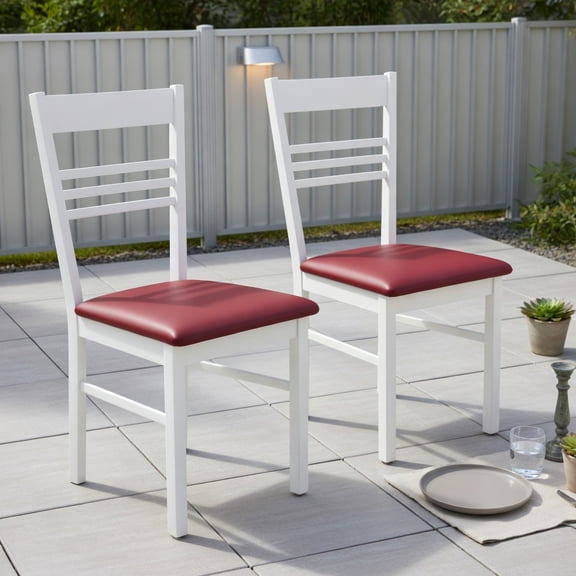 Spaco White Wood Dining Chairs Set of 2 with Rubber Wood Frame, Modern Armless Kitchen Chairs for Dining Room Restaurant, Comfortable Sturdy