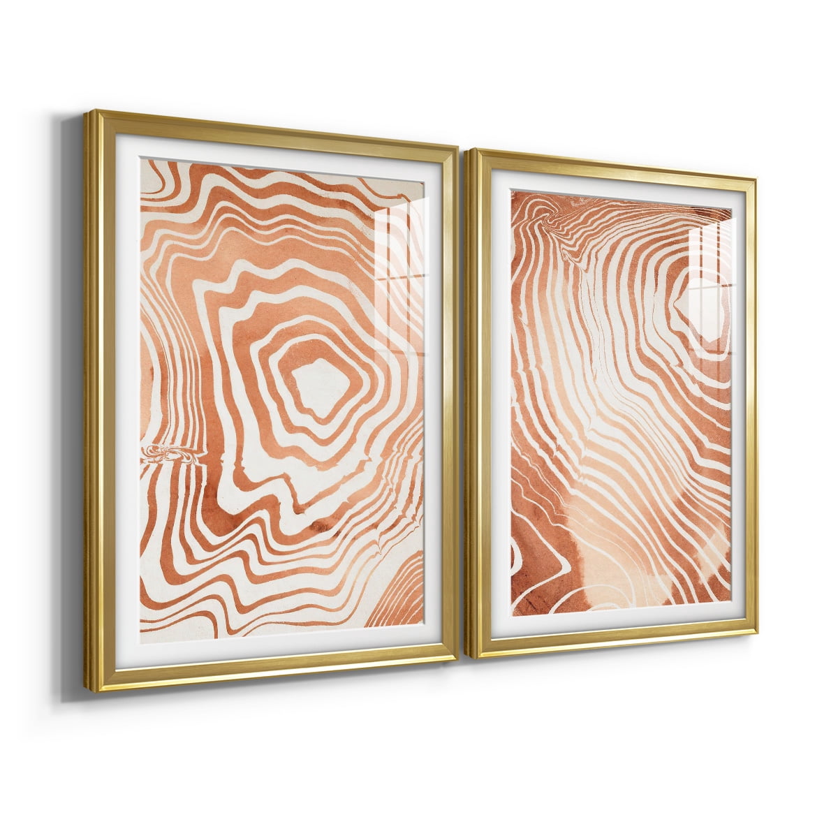 Wexford Home Wood Grain Suminagashi I Premium Framed Print, 26.5" x 36.5" - Ready to Hang, Gold (Set of 2)