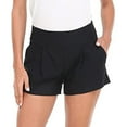 thumbnail image 2 of Sngxgn Women's Pocket Shorts, Drawstring Cotton Shorts(Black,S), 2 of 6