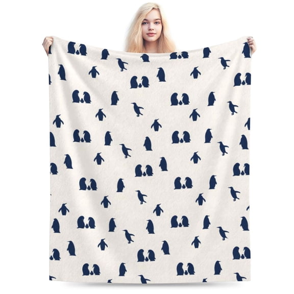 Flannel Fleece Penguin Throw Blanket, Cute & Soft for Bed, Sofa, Travel & Camping 50x40