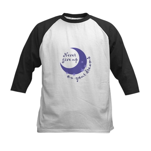 CafePress - NEVER GIVE UP ON DREAMS Baseball Jersey - Kids Cotton Baseball Jersey, 3/4 Sleeve Shirt