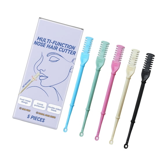 5Pcs Multifunctional Nose Hair Trimmer Double Sided Manual Nasal Hair Remover Tool With Ear Pick For Men And Women