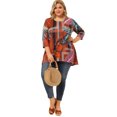 thumbnail image 3 of Women's Plus Size T Shirt Floral Printed High Low Hem 3/4 Sleeve Peplum Tunic Tops Coffee 3X, 3 of 7