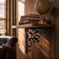 thumbnail image 2 of Kieccall Rustic Vintage Scroll Cast Iron Shelf Bracket Sturdy Heavy Duty Decorative Wall Mount Support for Floating Shelves Antique Black Corbel for Window Mantel Home Decor Gift, 2 of 7
