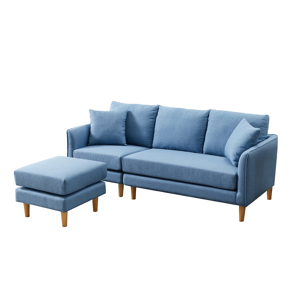 Kepooman Modern Velvet Fabric Convertible L-Shape Sectional Sofa Couch, Blue Kepooman Modern Velvet Fabric Convertible L-Shape Sectional Sofa Couch, Blue