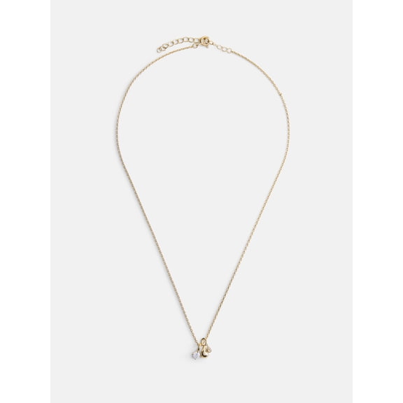 Free Assembly Women's Demi Fine 14k Gold Plated Cubic Zirconia Charm Necklace, 16" 2" Extender