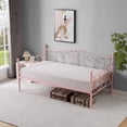 thumbnail image 3 of VECELO Twin Size Metal Daybed with Headboard, Metal Slats Support/Easy Assembly, No Box Spring Needed, Pink, 3 of 7