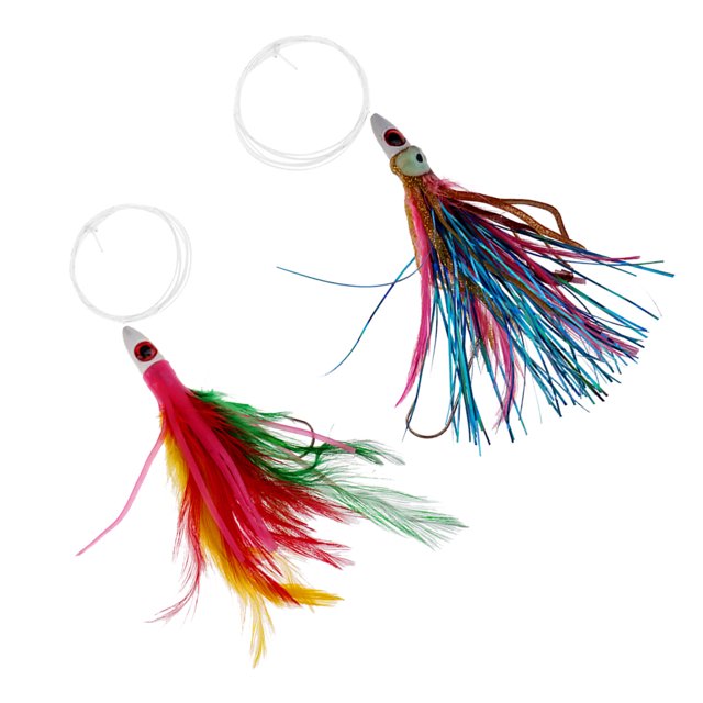 2x Señuelo Mayor Agua Salada Marlin Mahi Colección de Pescados Baitcasting Spincasting Macarena Señuelo falda pulpo calamar