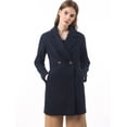 thumbnail image 3 of Abrigos de invierno raglán cruzados con solapa con muesca para mujer Azul L, 3 of 7