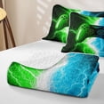 thumbnail image 4 of meiyoeat Neon Lightning Gamer Twin Quilt Set for Teens Boys, Electric Green Blue Gaming Twin Coverlet Set, 2 Pieces 1 Bedspread and 1 Pillowcase, 4 of 7