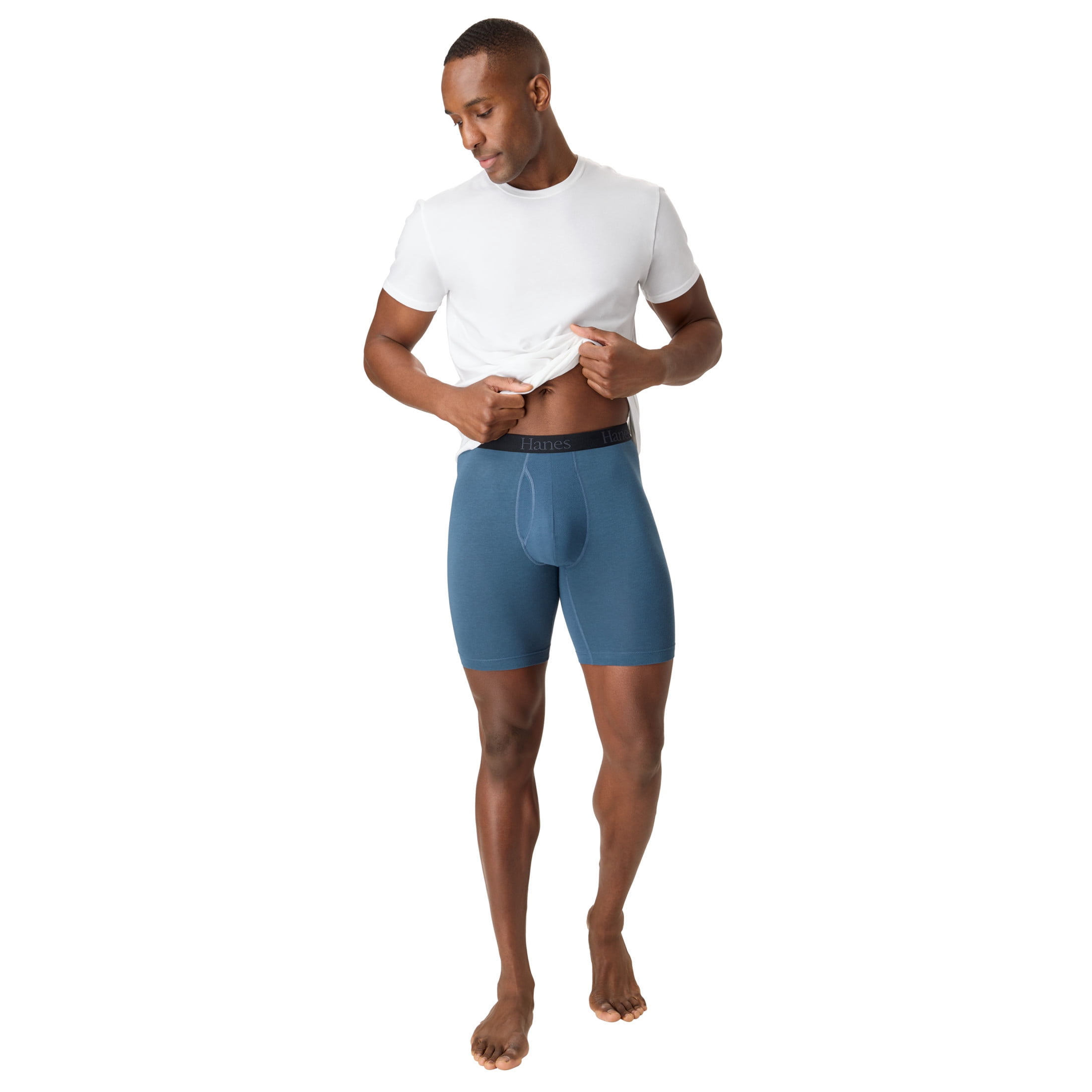 Hanes Mens Underwear Long Leg Boxer Briefs, 3-Pack, Total Support Pouch, Wicking