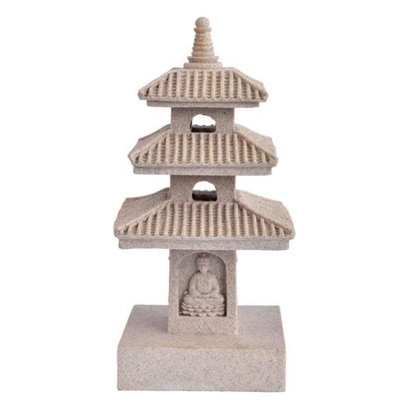 QSTDGVPW Resin Pagoda Lantern Sculpture Outdoor Garden Decoration Large Modern Ornamental Light Gray