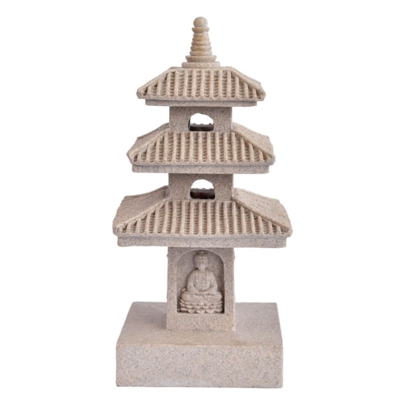 Estatua de jardín con forma de pagoda solar, ideal como porche, patio o patio exterior, ideal como regalo o decoración para balcón. Gris claro