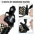 thumbnail image 3 of Checkerboard Brown 64 Oz Half Gallon Water Bottle with Sleeve - BPA Free Leakproof Sport Large Plastic Water Bottle with Straw Strap & Insulated Neoprene Holder Carrier Bag Great Gift for Women Men, 3 of 7