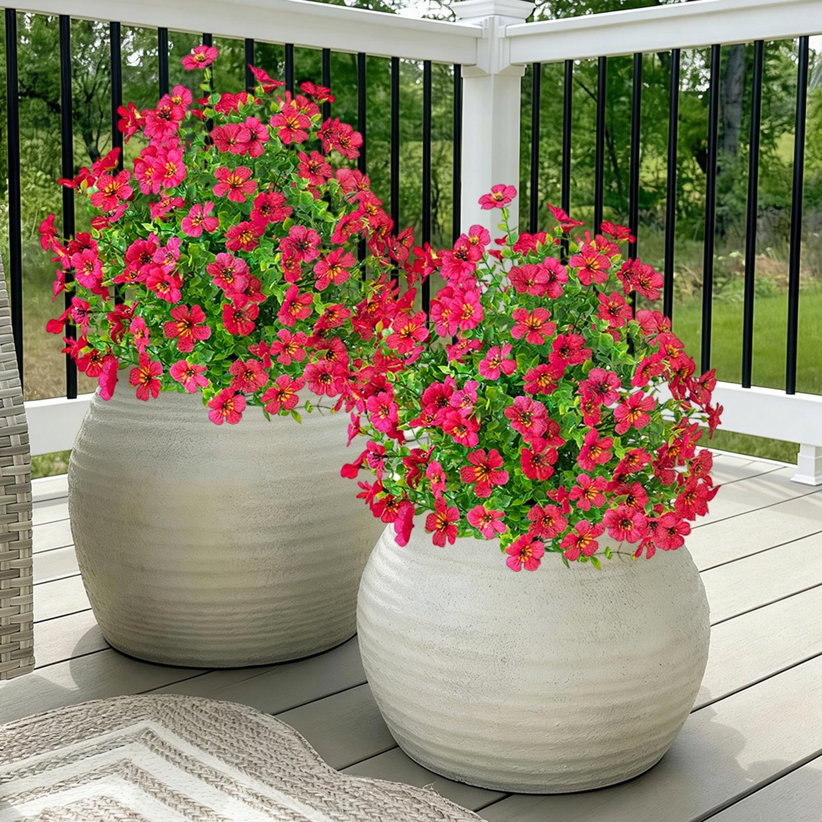 Cinvoph Artificial Flowers for Outdoors with Spike, Faux Violet Plants, Fake Bushes UV Resistant for Garden, Porch Patio Spring Summer Decor 22"