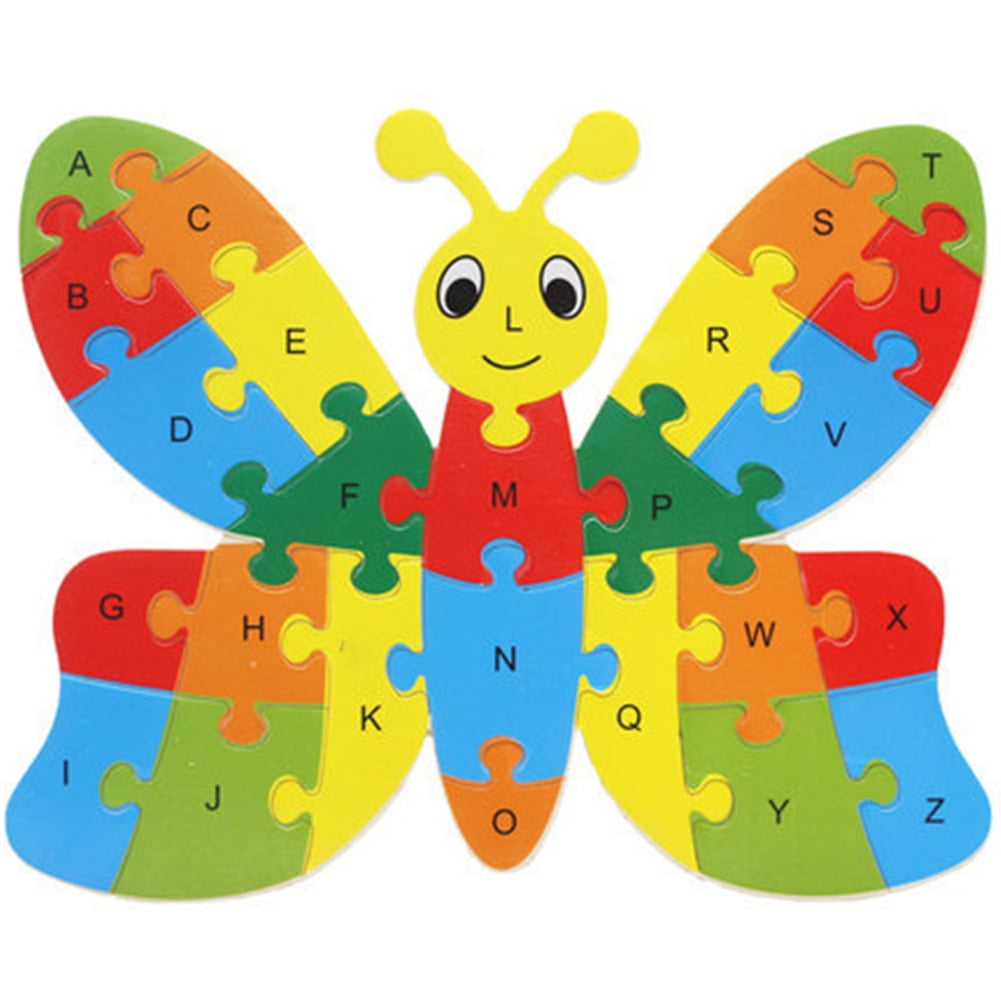Baby Wooden Alphabet Animal Puzzle Toddler Kids Letters Jigsaw Learning Toy 