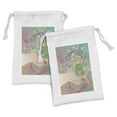 thumbnail image 1 of Frogs Fabric Pouch Set of 2, Amphibian Animal Prince on Girls Hand Swirling Lines and Stars Themed, Small Drawstring Bag for Toiletries Masks and Favors, 9" x 6", Multicolor, by Ambesonne, 1 of 2