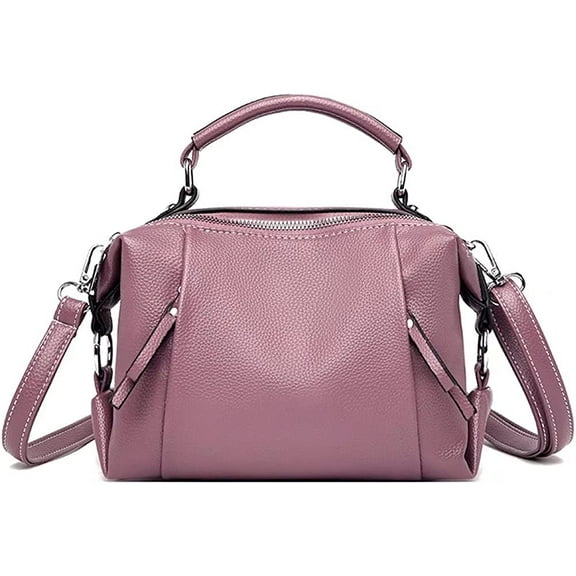 CoCopeanut Boston Bag for Women Top Handle Handbag Large Capacity Shoulder Bag Leather Crossbody Bag Retro Purse