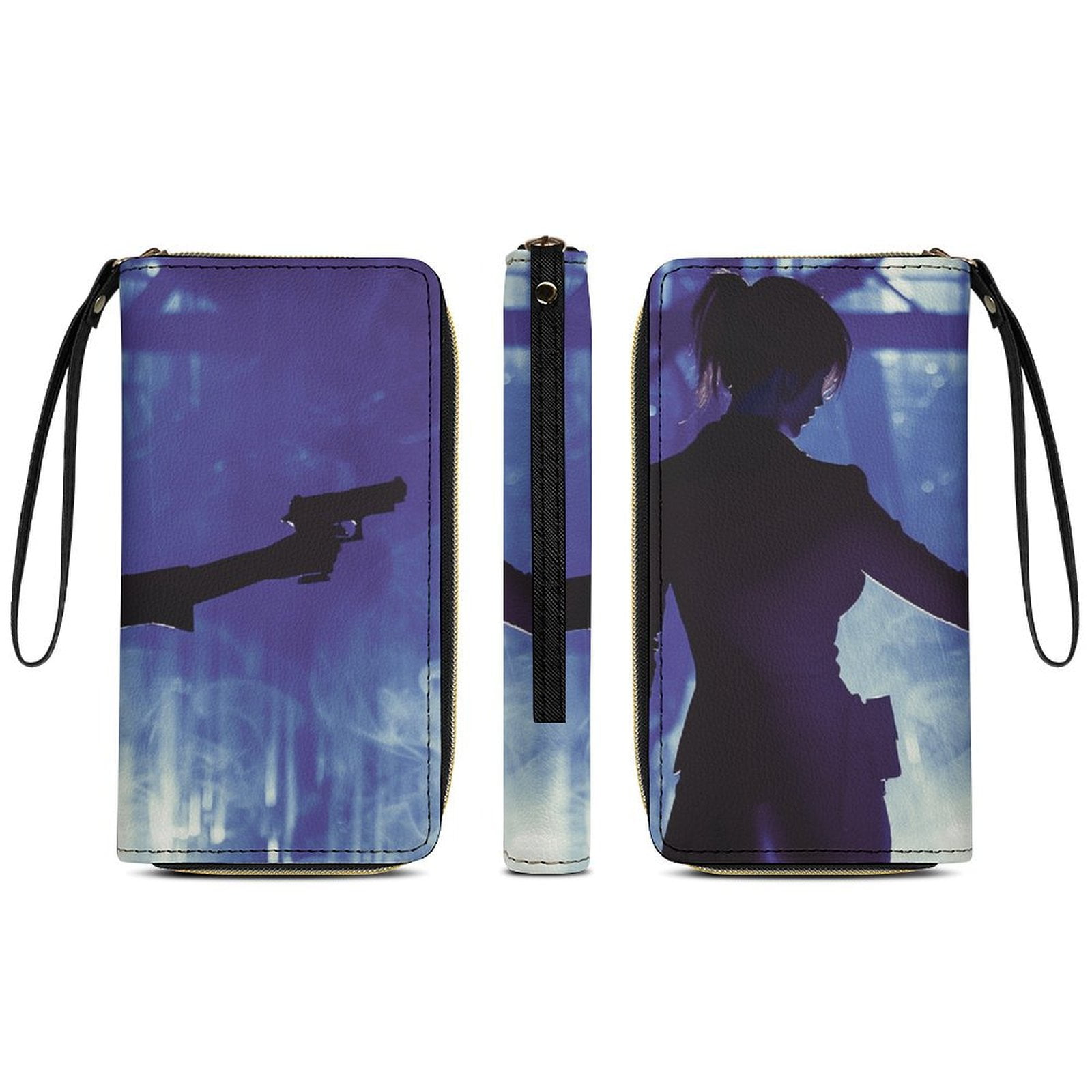 Womens Wallet Bifold Ladies Cluth Bag Wristlet Wrist Strap Long Purse Agent Game Design