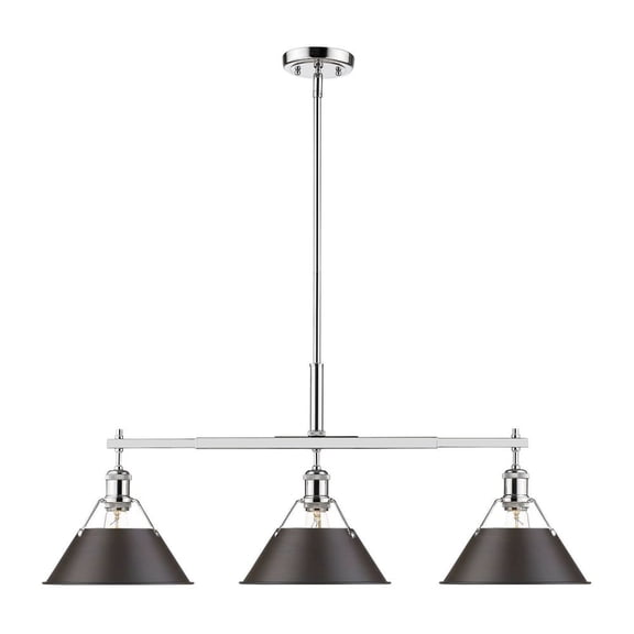Yep by Golden Lighting Orwell 3-light Island Light in Chrome and Rubbed Bronze shade