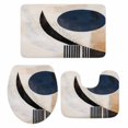 thumbnail image 2 of Circular Color Block Bathroom Rugs Set Blue Beige Geometric Non Slip Absorbent Soft Bath Mats 3 Piece Set with Bathroom Rug, U-Shaped Floor Mat, Toilet Seat Cover Small Size, 2 of 9