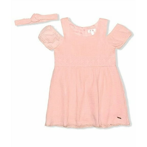 Tahari Kids Girls' Casual Dresses PINK - Light Pink Cutout Dress & Knotted Headband - 4T