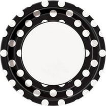 9" Polka Dot Paper Dinner Plates, Black, 8ct