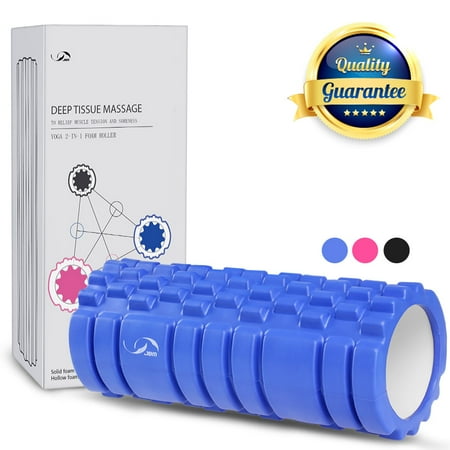 Wooden Body Roller JBM Foam Roller Muscle Roller Massage Deep Tissue Roller Back Leg Body Roller for Yoga Exercise Fitness Cross fit Lifting (Blue) ()