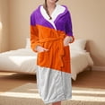 thumbnail image 2 of MEICHEN Womens Fleece Plush Robe With Hood Long Soft Color Block Pockets Loungewear Luxurious Flannel Bathrobe for Women, 2 of 5