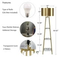 thumbnail image 3 of ROSEN GARDEN Floor Lamp with Shelves Gold Finish, Modern Living Room Lamps, 3 of 6