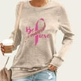 thumbnail image 4 of Breast Cancer Sweatshirts Womens Vintage Loose Fit Casual Pullover Crew Neck Sweatshirt Long Sleeve Tops (XL, Beige), 4 of 5