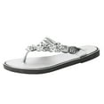thumbnail image 2 of Mepaouo Woman's Sandal Flip Flop Rhinestone Flower Flats Sandals Non Slip Summer Beach Shoes(Silver,10.5), 2 of 9