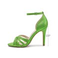 thumbnail image 2 of BLISSFUL STEP Ankle Strap Open Toe Stiletto High Heels Sandals for Women Light Green 9, 2 of 7