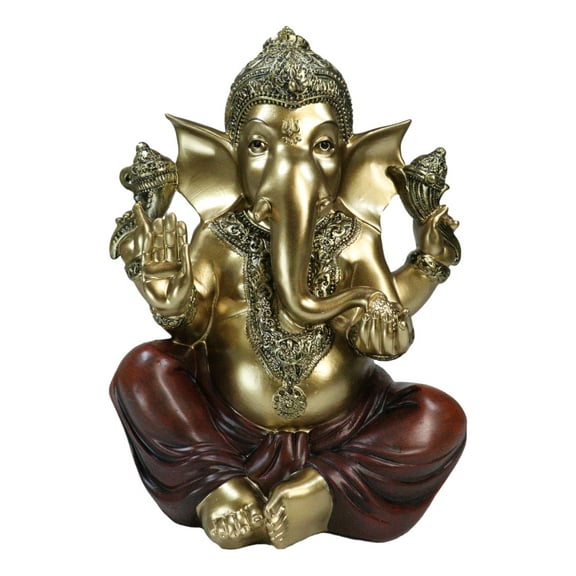 Vastu Hindu Elephant God Ganesha Ceremonial Ganapati Seated Figurine 10"H