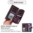 thumbnail image 5 of Furiet Argyle Wallet Case for Motorola Moto G 5G 2025 with Wrist/Shoulder Strap, Card Slots Zipper Purse Luxury PU Leather Card Holder Stand Cell Phone Cover for G5G 5 G G5 Women Girls Deep Purple, 5 of 8