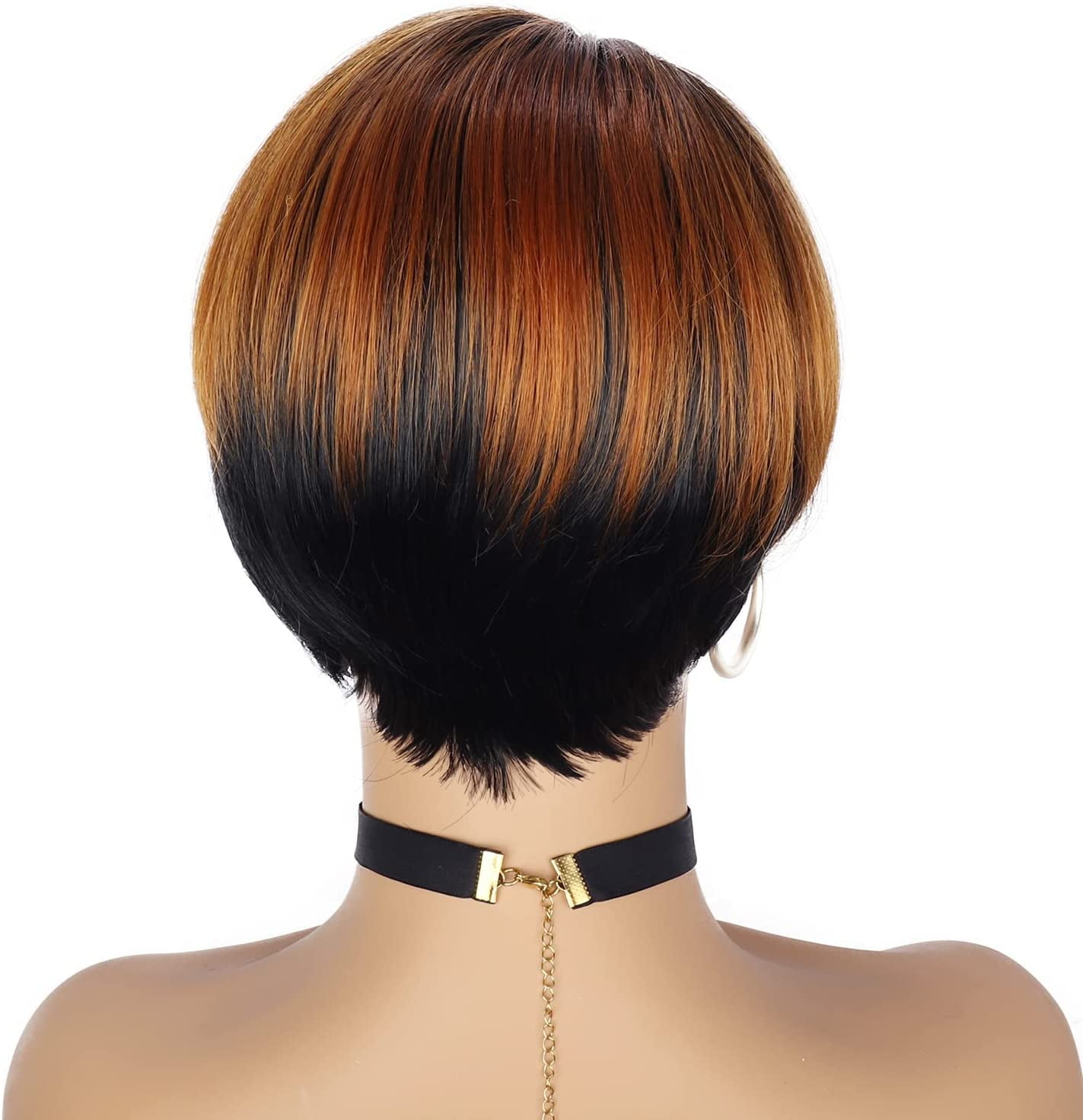 Short Bob Wigs Pixie Cut Wigs Human Hair Wigs for Women 13*1 T Part Lace Wigs Ladies Wigs Side Part 6 Inch Black mixed Ginger Blond