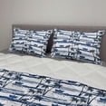 thumbnail image 2 of Palm Tree Comforter & Sham Bedding Set, Hawaiian Pattern with Paper Boats on Worn Sea Waves Coastal Art, 3 pcs Duvet Set Microfiber Filling Quilt, 5 Sizes, Blue Dark Blue White, by Ambesonne, 2 of 4