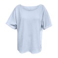 thumbnail image 5 of Plus Size Work Blouses for Women Solid Short Sleeve Crew Neck Casual Basic T shirts Loose Comfy Summer Tunic Tops, 5 of 5