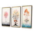 thumbnail image 3 of Designart "Impression of Solitude Minimal Watercolor Single Tree I" Landscape Trees Framed Wall Art Set Of 3 - Pink Trees Frame Canvas Set For Living Room Decor, 3 of 6