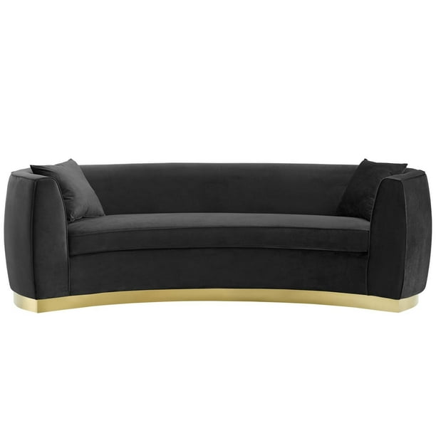 Curved Performance Velvet Sofa, Black
