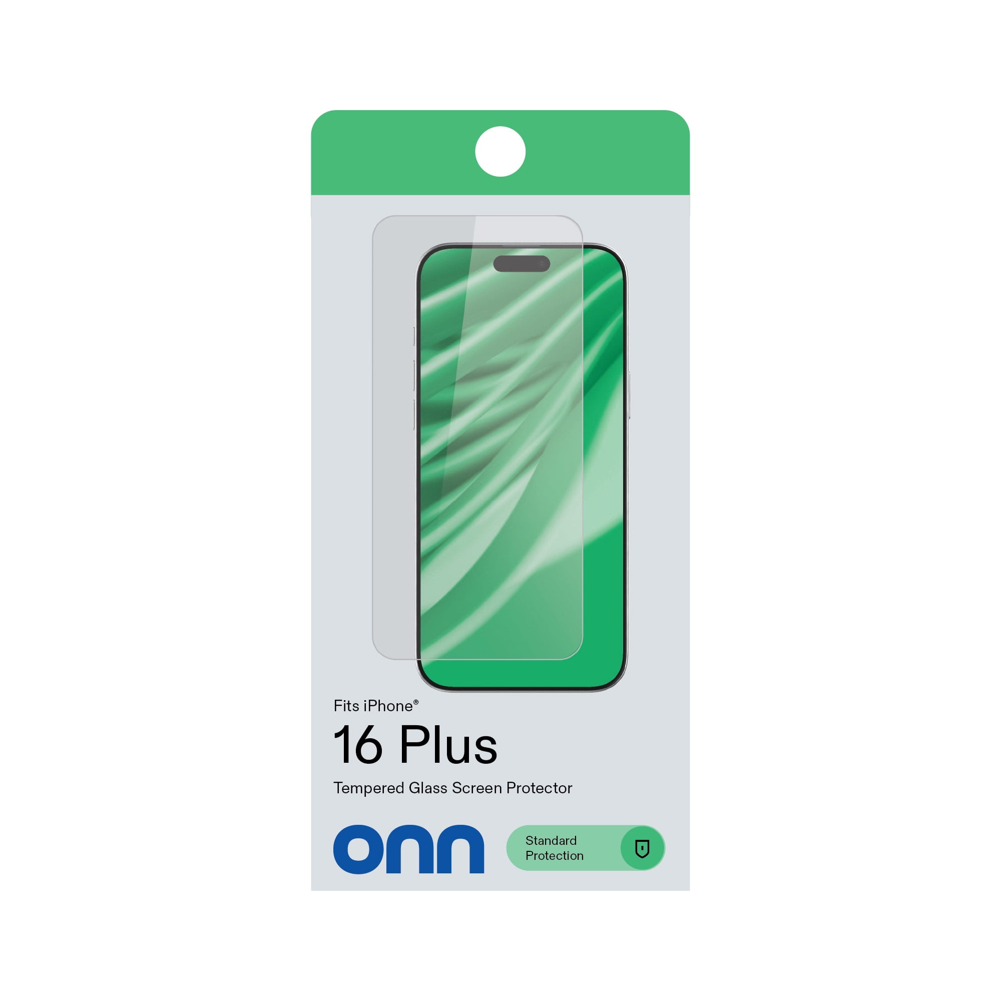 onn Glass Screen Protector with Easy Application Tray for iPhone 16 Plus