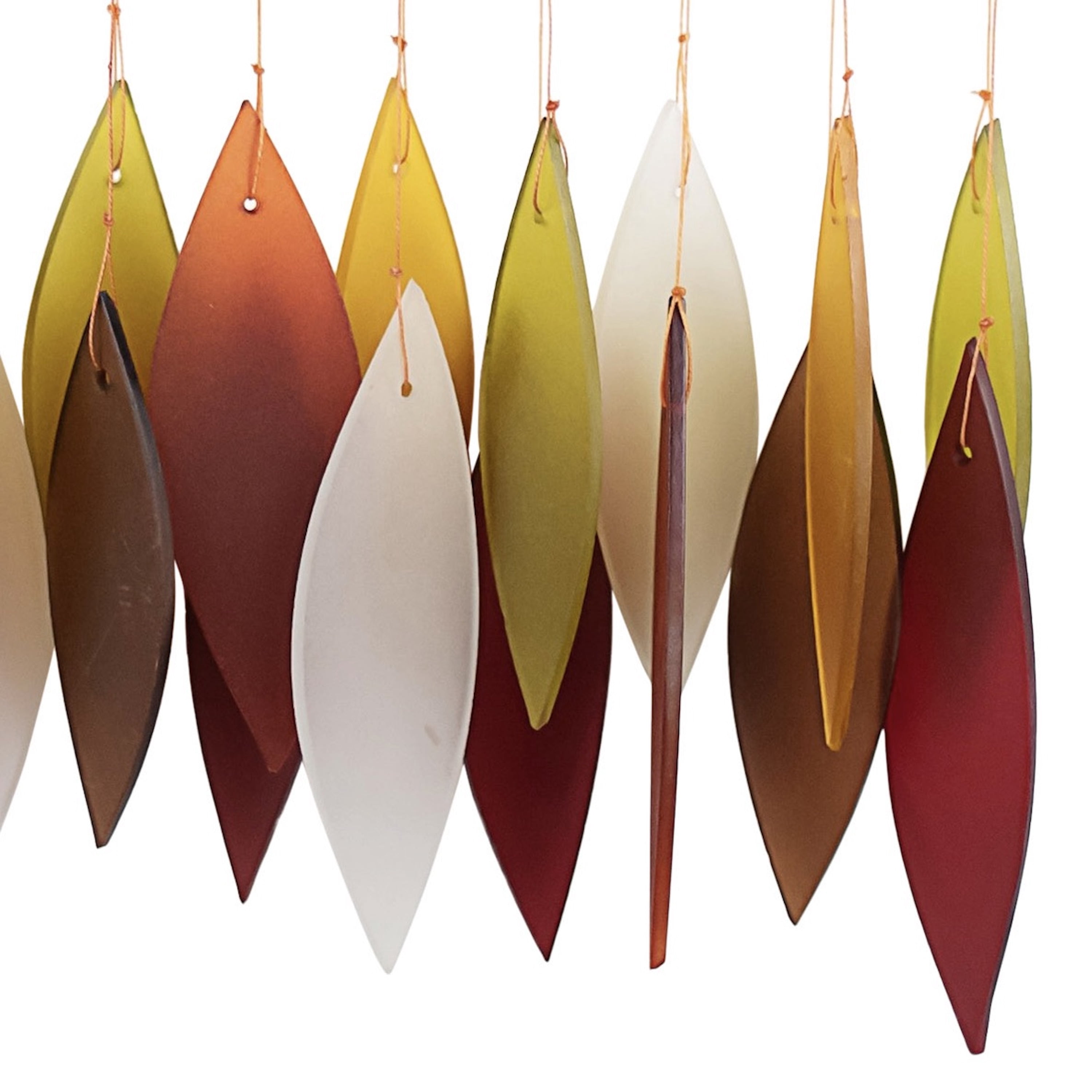 Blue Handworks Wind Chime Autumn Leaves Glass Wind Chimes Yard Decor