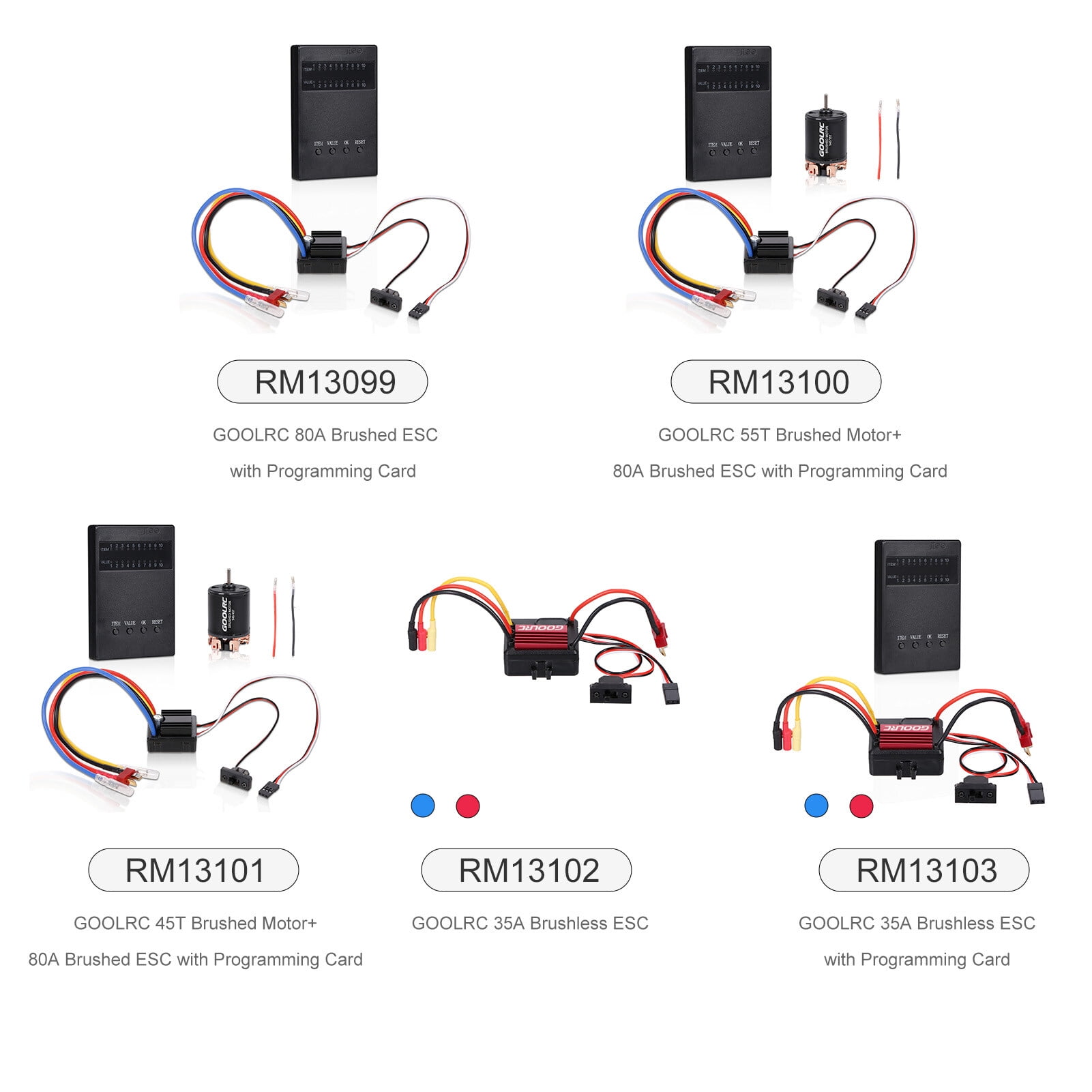 GOOLRC 80A Brushed 2 3S ESC Electric Speed Controller with Programming Card for 1 8 1 10 RC Walmart