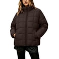 thumbnail image 6 of Full Zip Puffer Jacket for Women Stand Collar Lightweight Casual Quilted Coat With Pockets For Fall Winter, 6 of 8