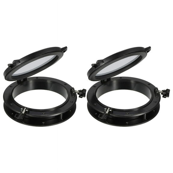 2X Black Round Portholes Plastic Hatches Port Lights Opening Window 8 Inch 21cm(21.5cm) Marine Boat RV SFPP1-01 SFPP2-01