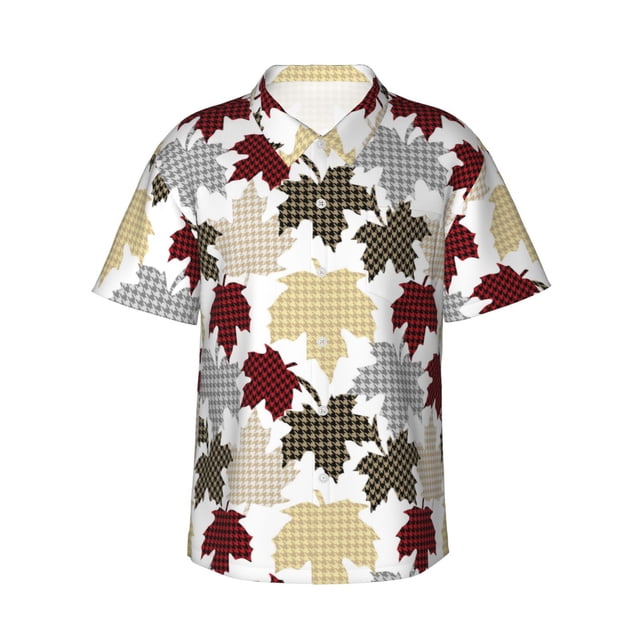 Balery maple leaves Camisas hawaianas de manga corta para hombre, camisas playeras de corte holgado, camisas de vacaciones con botones,Small