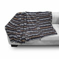 thumbnail image 3 of Ethnic Soft Flannel Fleece Throw Blanket, Abstract Motif with Horizontal Folk Bands Vintage Culture Design, Cozy Plush for Indoor and Outdoor Use, 60" x 80", Indigo Ginger White, by Ambesonne, 3 of 6