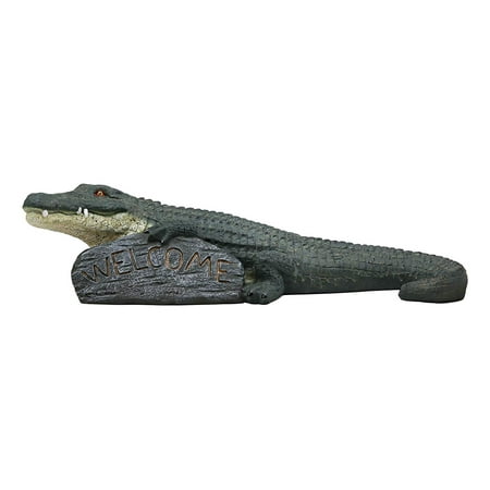 Mt Lake Pool And Patio Ebros Gift Large Realistic Crocodile Holding Welcome Sign Rock Garden Greeter Accent Statue Lake Home Patio Pool Exotic Decor of Alligators Crocodiles Caiman Gator Decorative Sculpture (29