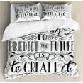 thumbnail image 1 of Inspirational Queen Size Duvet Cover Set, Calligraphy Font of the Best Way to Predict Future is to Create It Quote, Decorative 3 Piece Bedding Set with 2 Pillow Shams, Black and White, by Ambesonne, 1 of 3