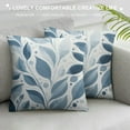 thumbnail image 3 of COMIO  Throw Pillow Cases Pack of  Cozy Fleece Falling Dahlia Floral Flowers Petals Decorative Cushion Covers for Couch Bed Sofa Farmhouse Decoration  Smoke Blue Grey, 3 of 5